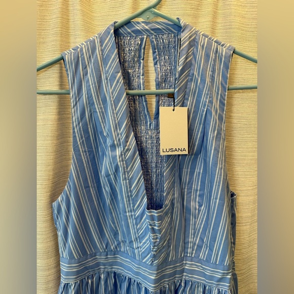 NWT Lusana Blue Striped Midi sundress - Picture 8 of 9
